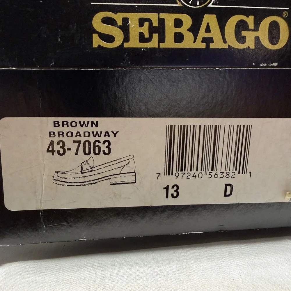 New Vintage Sebago Broadway Loafers Leather Shoes Brown Men's Size 13D USA Made